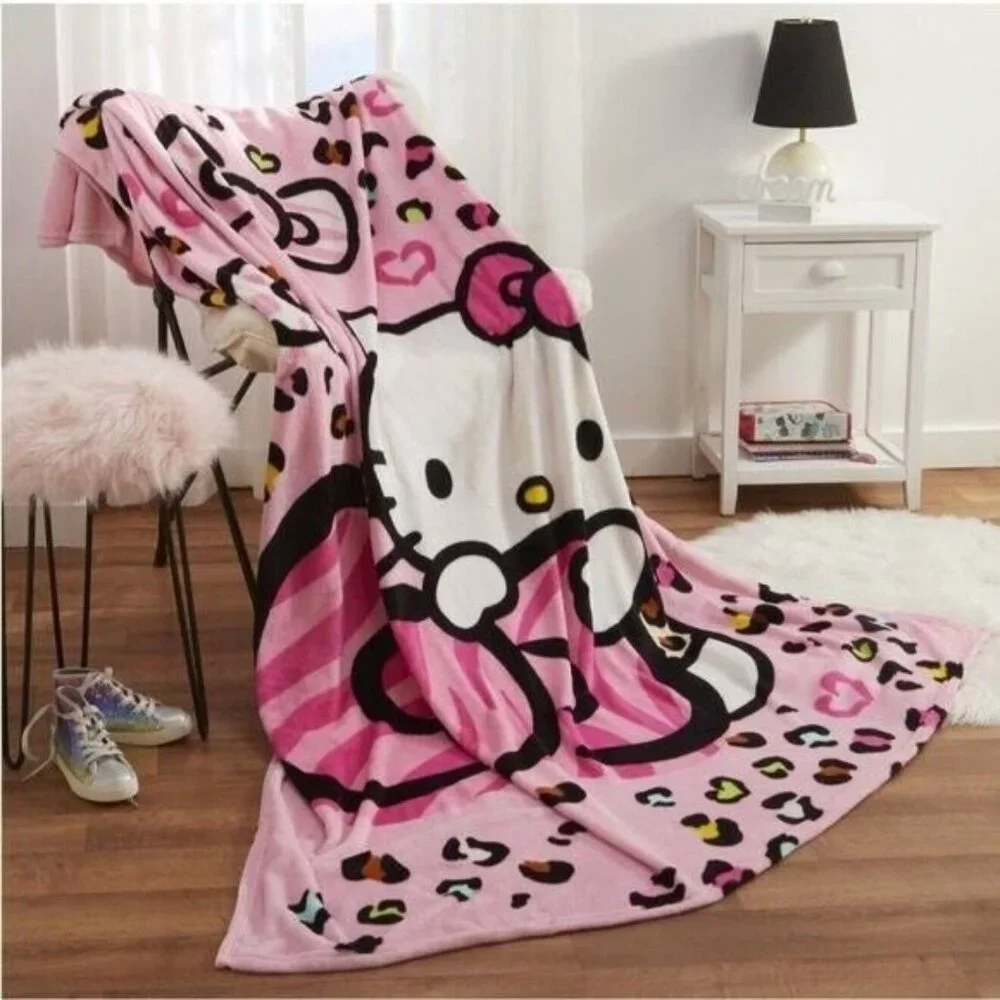 Hello Kitty Plush Blanket Size 62"x 90" Pink - Picture 2 of 7